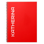 Carnet Couleur solide rouge | Nom blanc classique (Devant)