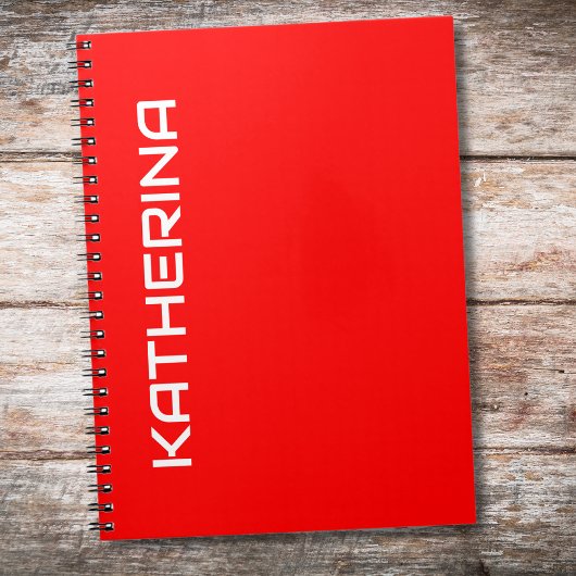 Carnet Couleur solide rouge | Nom blanc classique