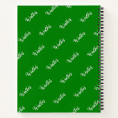 Carnet Couleur verte tendance - Nom initial Monogrammé (Dos)