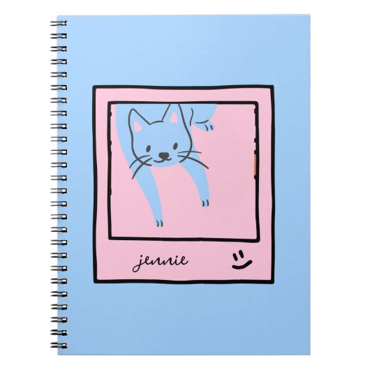 Carnet Couleurs Bleue et Rose de Chat Mignon (Devant)