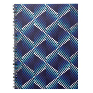 Carnet Couleurs bleues Motif géométrique ondulé