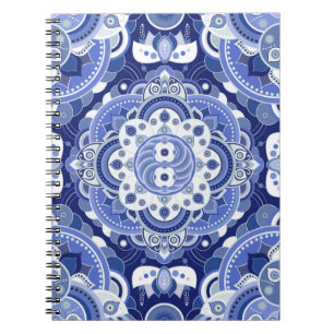 Carnet Couleurs bleues motif géométrique vintage. Inde lé