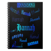 Carnet Couleurs bleues sur noir - Hannah (Devant)