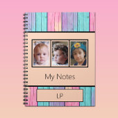 Carnet Couleurs de licorne 3 photo initiales pêche