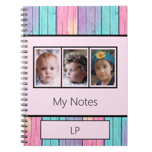 Carnet Couleurs de licorne 3 photo initiales rose