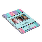 Carnet Couleurs de licorne 3 photo initiales turquoise (Côté Droit)