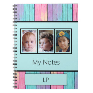 Carnet Couleurs de licorne 3 photo initiales turquoise