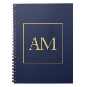 Carnet Couleurs Or Bleu Monogramme Lettres Initiales