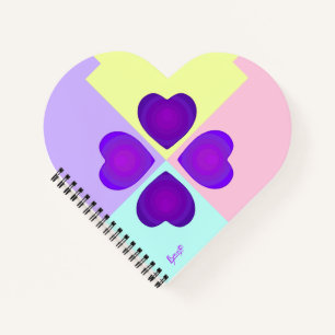 Carnet Couleurs pastel & coeurs violets battre