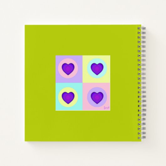 Carnet Couleurs pastel & coeurs violets battre (Dos)