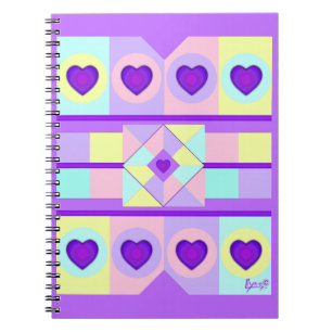 Carnet Couleurs pastel & coeurs violets battre