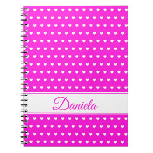 Carnet Couleurs Super Mignonnes Coeurs Rose Et Blanc, Nom
