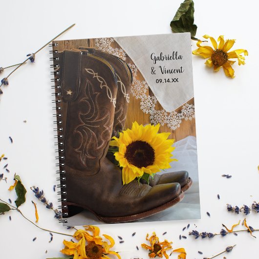 Carnet Country Sunflower and Lace Western Wedding