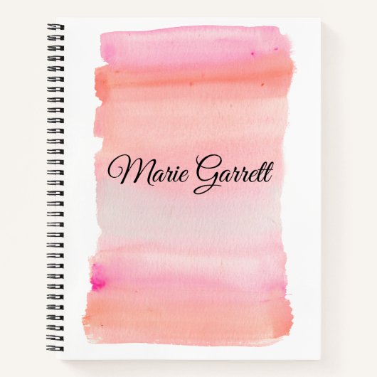 Carnet Coup de pinceau à l'aquarelle rose moderne (Devant)
