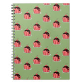 Carnet Coupes de crème glacée rose sur vert (Devant)