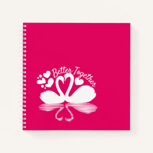 Carnet Couple Cygne Silhouette Reflet dans l'Eau