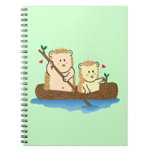 Carnet Couple de hérissons mignons naviguant sur un batea