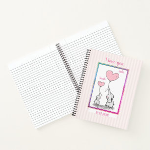 Carnet Couple d'éléphant rose doux