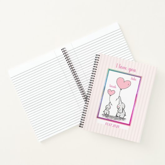Carnet Couple d'éléphant rose doux (Intérieur)