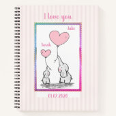 Carnet Couple d'éléphant rose doux (Devant)