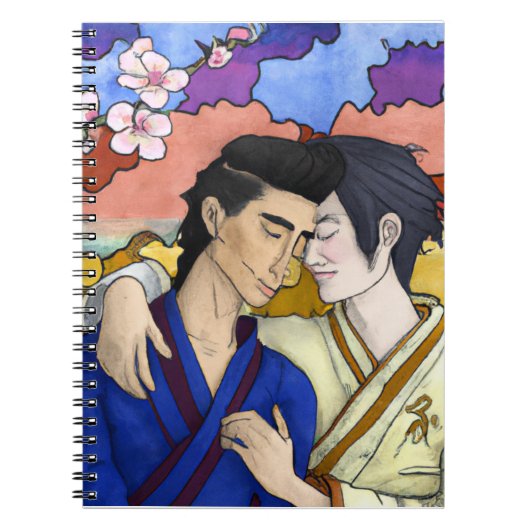 Carnet Couple Gay Dans Le Style De L'Art Japonais Ukiyo-e (Devant)