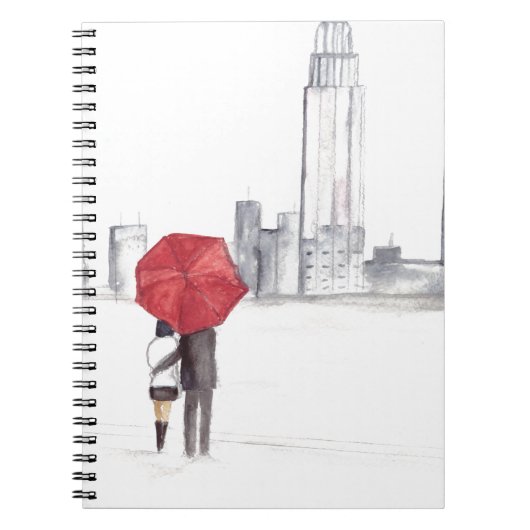 Carnet Couple parapluie rouge New York cool à la mode bel (Devant)