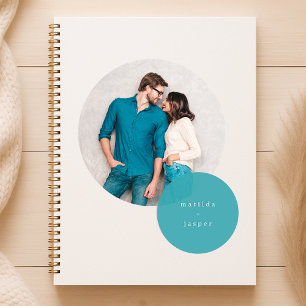 Carnet Couple Photo Turquoise Cercle moderne minimaliste 
