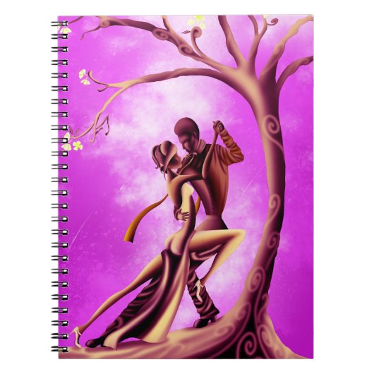 Carnet Couple romantique dansant Tango rose Jaune (Devant)