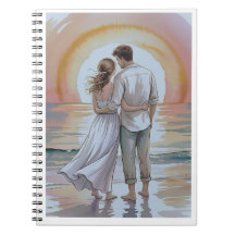 Couple sur la plage au coucher du soleil
