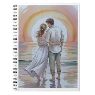 Carnet Couple sur la plage au coucher du soleil