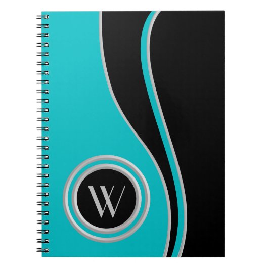 Carnet Courbes modernes Duo Tone Monogramme (Devant)