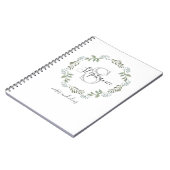 Carnet Couronne botanique de verdure sage avec monogramme (Côté gauche)