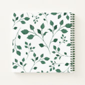 Carnet Couronne d'aquarelle feuille verte | Monogramme (Dos)