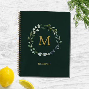 Carnet Couronne de feuilles de sauge verte rustique avec