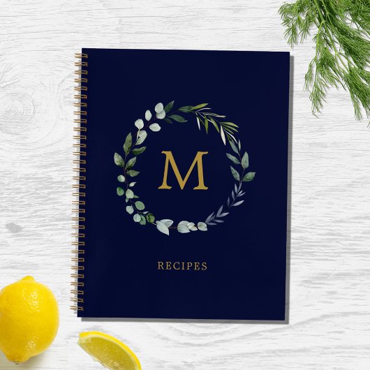 Carnet Couronne de feuilles de sauge verte rustique avec 
