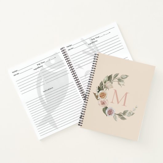 Carnet Couronne de fleurs initiale de monogramme de recet (Intérieur)