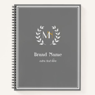 Carnet Couronne de laurier monogramme gris