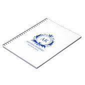 Carnet Couronne de mariage en monogramme de luxe bleu  (Côté gauche)