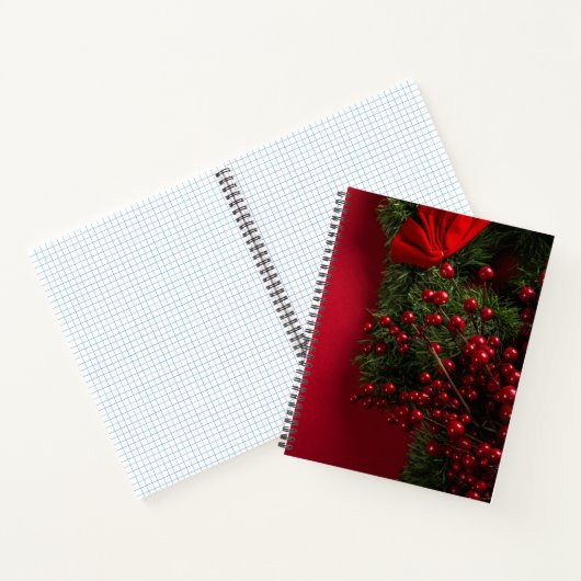 Carnet couronne de noël avec baies rouges (Intérieur)