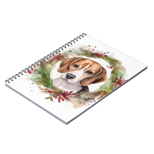 Carnet Couronne de Noël Beagle Chien festif (Côté gauche)
