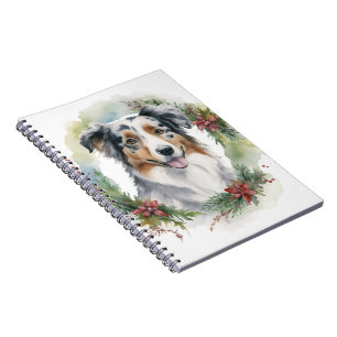 Carnet Couronne de Noël de Berger Australien Chien de fêt