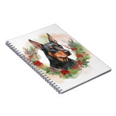 Carnet Couronne de Noël festive de Doberman (Côté Droit)