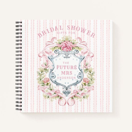 Carnet Couronne de shower de mariage florale élégante (Devant)