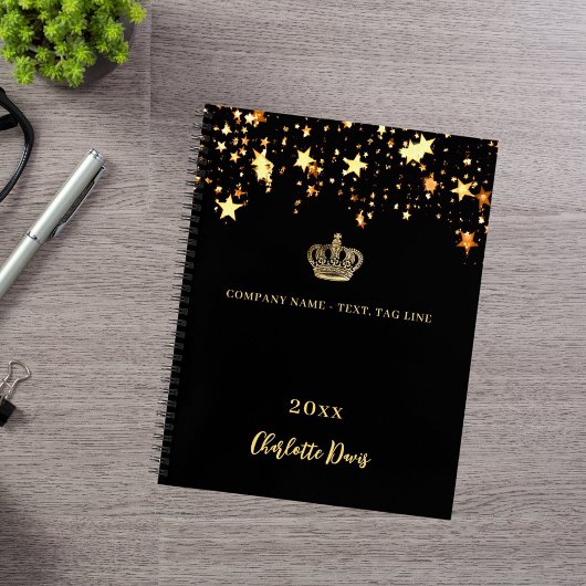 Carnet Couronne d'étoiles noires nom année entreprise