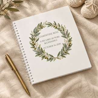 Carnet Couronne d'olive personnalisée, souvenir de bébé,