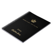 Carnet Couronne d'or noir nom année entreprise (Côté gauche)