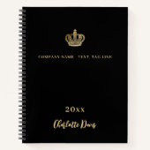 Carnet Couronne d'or noire nom année entreprise (Devant)