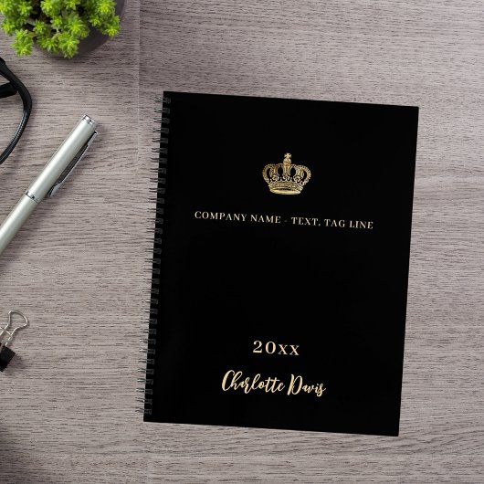Carnet Couronne d'or noire nom année entreprise