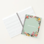 Carnet Couronne florale d'automne sur Sage vert avec nom (Intérieur)