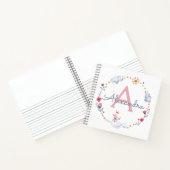 Carnet Couronne florale de cygne rose mignon et de soleil (Intérieur)